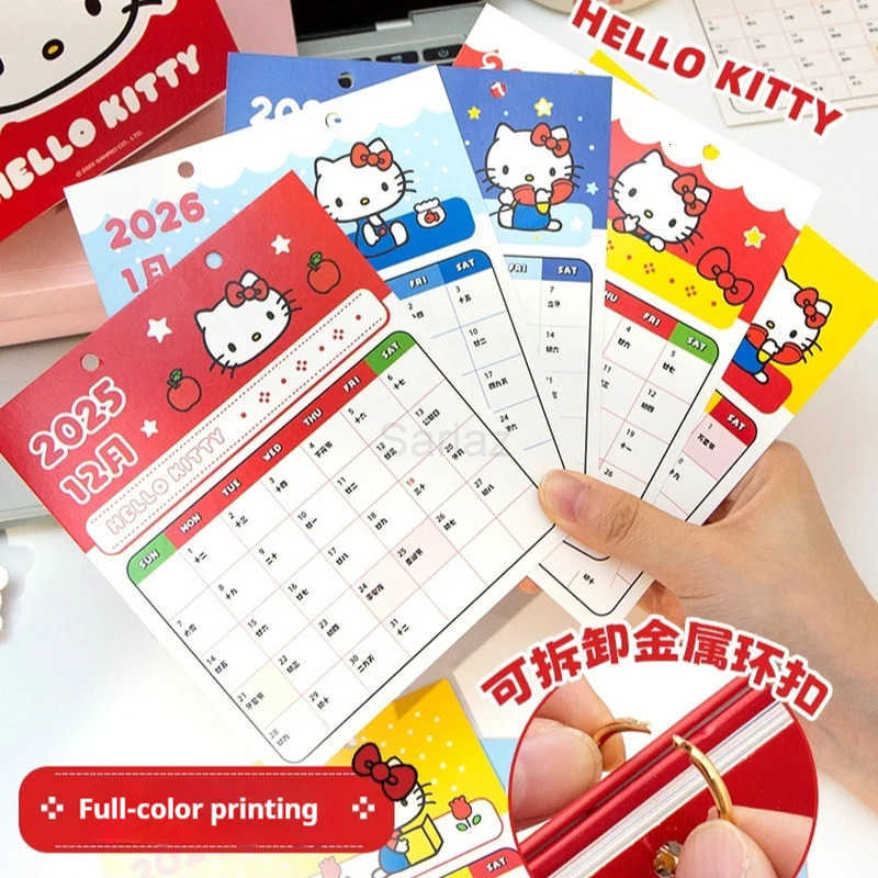 Sanrio 2026 New Hello Kitty Mini Desk Calendar - 2025 Creative Kawaii Desktop Decoration Cute Cartoon High-Aesthetic Planner Office H251212