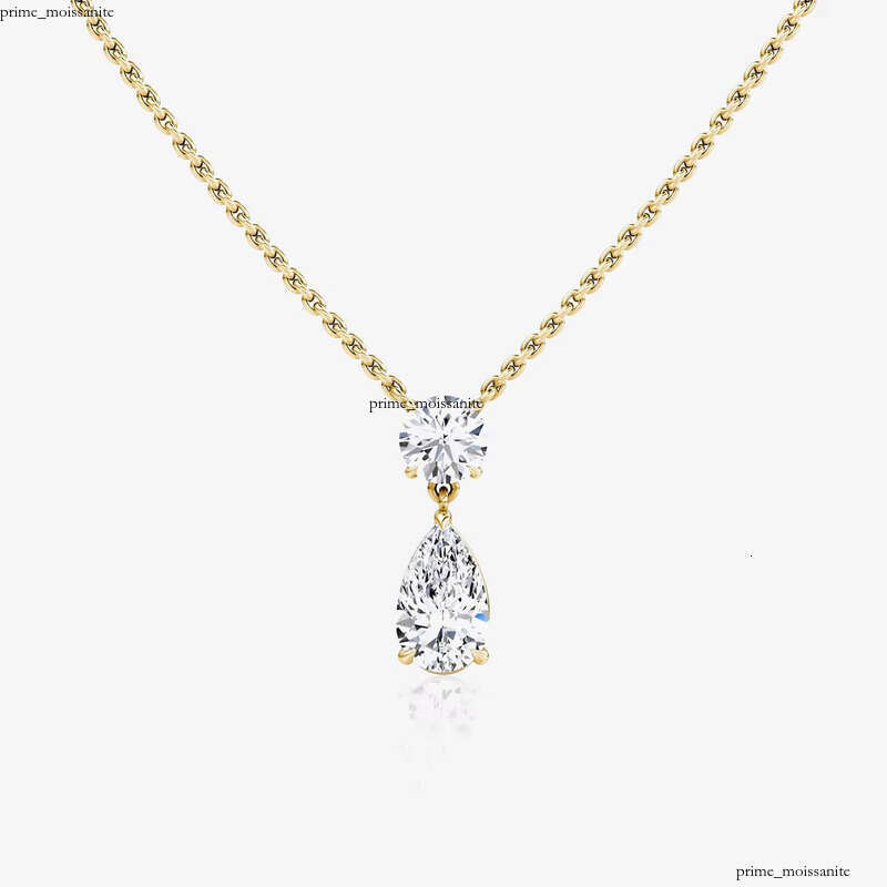 925 Sterling Silver Gold Plated Pear Drop VVS Moissanite Diamond Pendant Necklace Mosanite Women's Jewelry