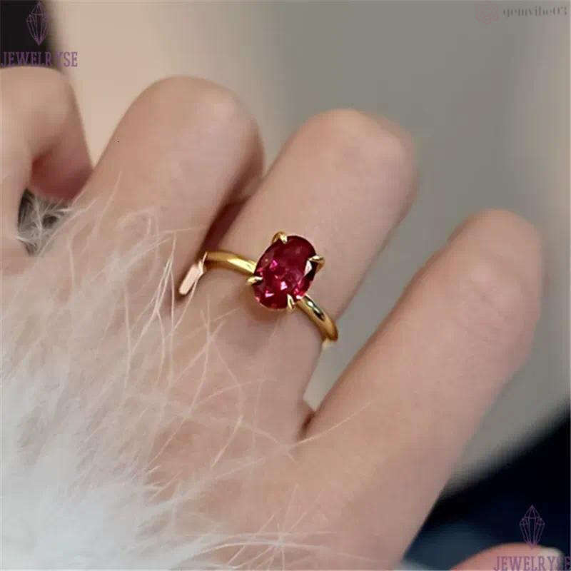 luxurious red oval cut diamond gold ring for woman s925 sterling silver wed wedding party 5A cubic zirconia luxury designer engagement rings jewelry s