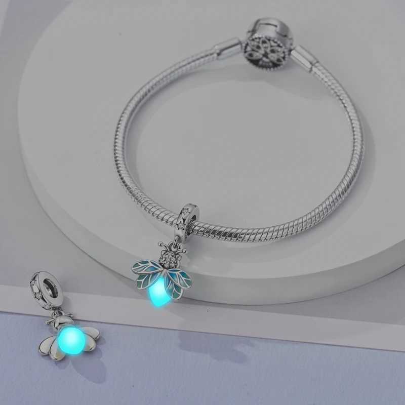 925 Sterling Sier Exquisite Luminous Firefly Bb Chameleon Pendants Charms Bead Fits m Bracelet Necklace Jewelry Y251212