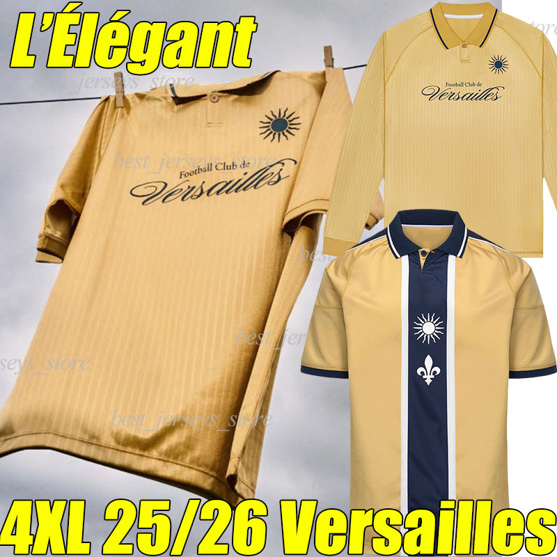 4XL 25/26 Versailles FC L'Elegant soccer Jerseys 2025 2026 French Club Gold men football shirts uniforms Home Blue Away White Third Red