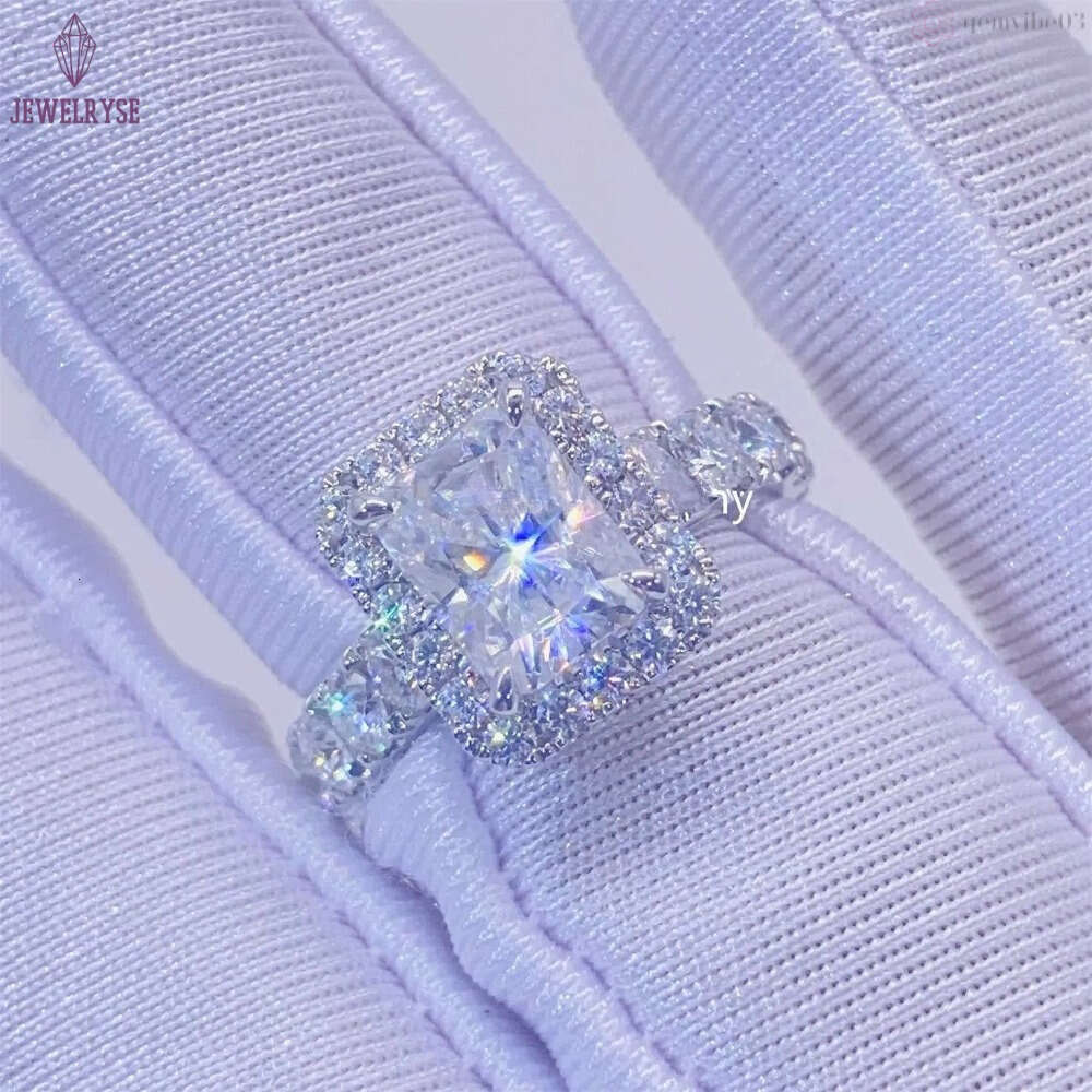 Vintage Boutique 2CT Radiant Diamond 10k white Solid Gold Moissanite Engagement Ring Wedding Bridal Jewelry