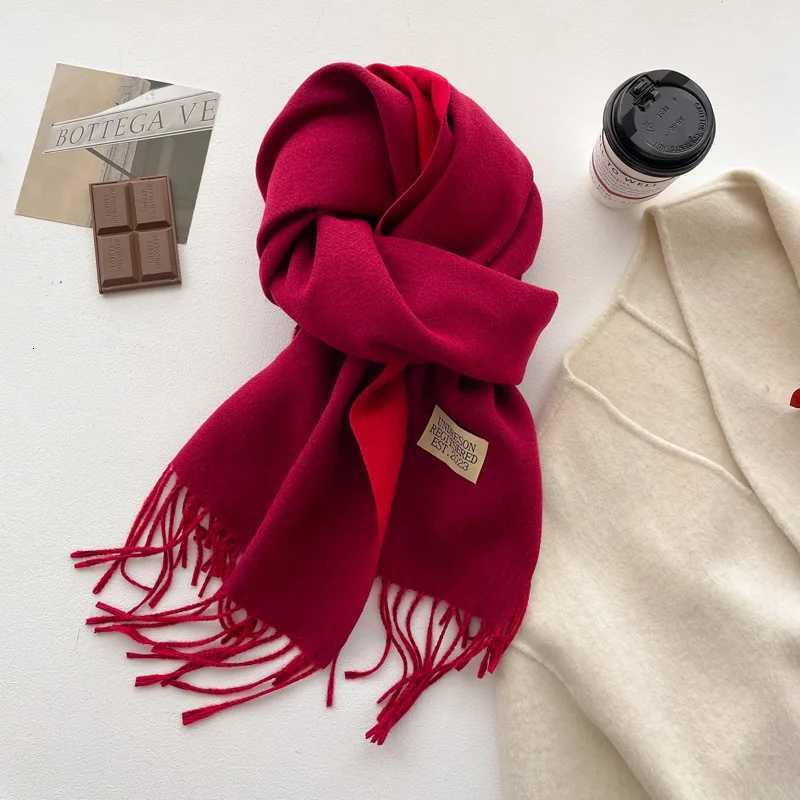 Fashion Solid Cashmere Warm Scarf New Design Pashmina Winter Double Side Diffrent Color Shawl Wraps Bufanda with Tassel 2028 Y251211