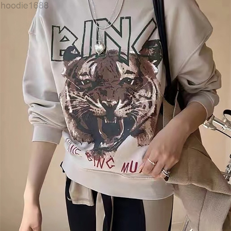 Womens Hoodies Working Tiger Head Bing Digital Graphic Print Women Sweatshirts Fleece Cotton Female Pullover Casual Classic Lady Top 221104