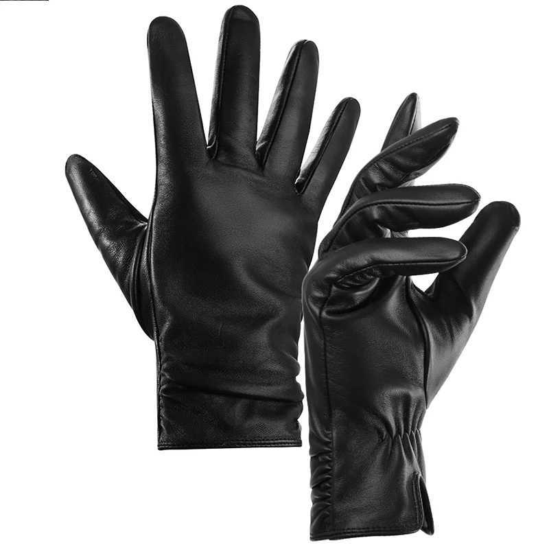 1Pair Genuine Leather Womens Winter Gloves Touchscreen Compatibility Warmth Full-Finger with Plush Lined Perfect for Gifts Y251211