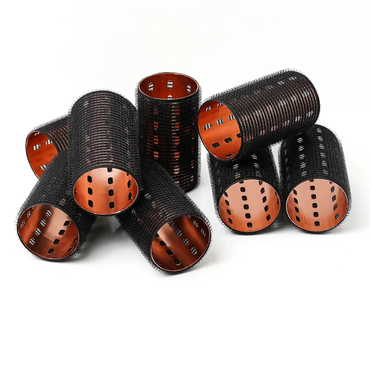 6pcs Large Roller Set Hook Loop Aluminium Rose Gold Core Self Grip Rollers Ceramic Thermal Volume Curler 90mm 1934 251210