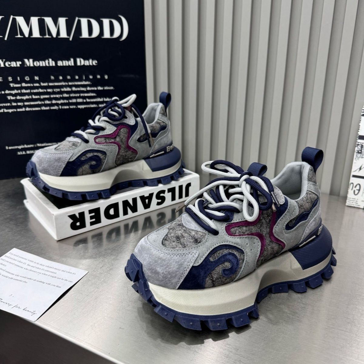 Color-blocking daddy shoes women's new niche versatile platform height increase explosive sneakers