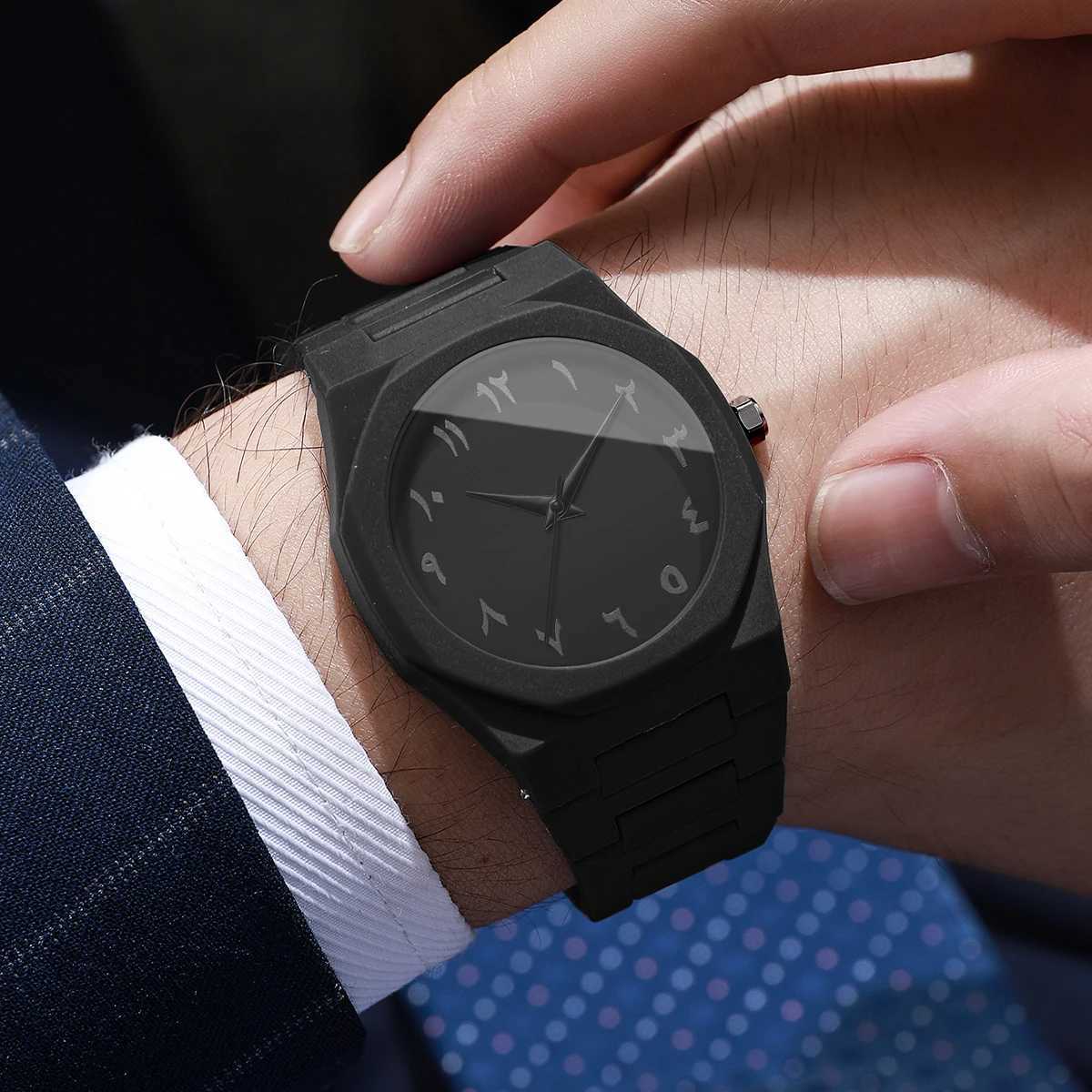 2pcs Fashion Men Business Watches Casual Plastic Band Males Quartz Wristwatch Beads Bracelet Set Reloj HombreWithout Box Y251212