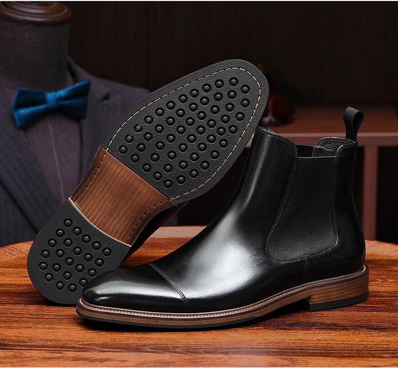 Men's High-Top Leather Boots Handcrafted British Fashion Large Size Premium Quality Two-Tie Closure Premium Quality Men's Footwe