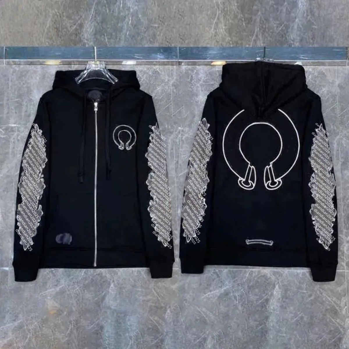 Mens Hoodies Designer Hoodie Sanskrit Embroidery Hoodie Men Jackets Long Sleeves Jackets Loose Outwear Coats Hoody Men Woman Streetwear Zip Up Sweatshirts 26ss