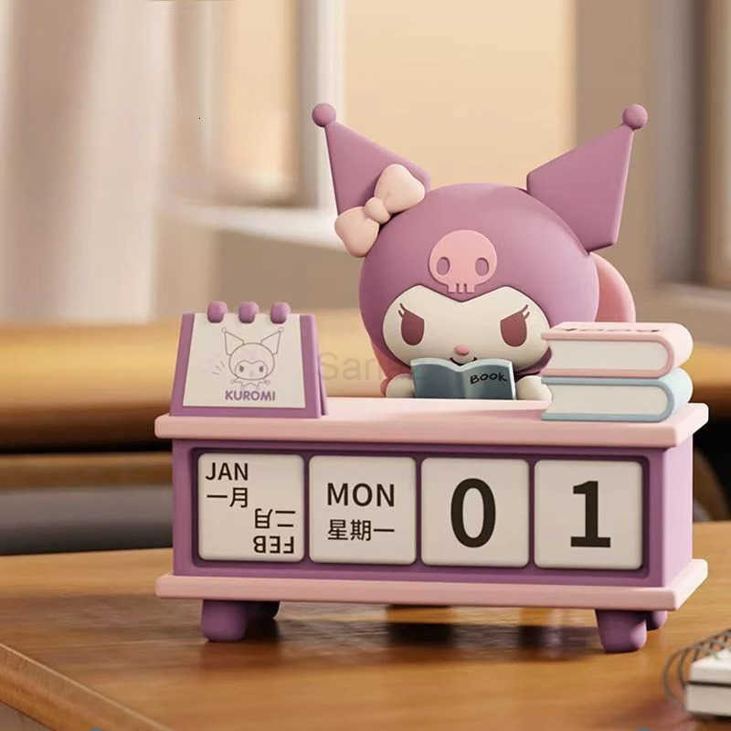 Sanrio Kuromi Cartoon Desk Calendar Cute Anime Model Creative Student Desktop Ornament Collection Doll Figure Childrens Gift H251212