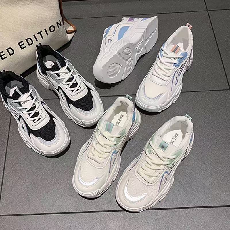 2025 Spring and Autumn Running Breathable Thin Sneakers Women's Versatile Casual Shoes Thick soled Shoes Trendy Shoes