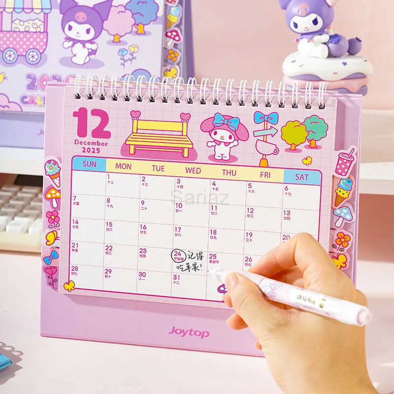 Sanrio 2026 New Hello Kitty KUROMI Cinnamonroll MELODY Cute Series Small Calendar Student Memo Office Desktop Vertical Calendar H2512121