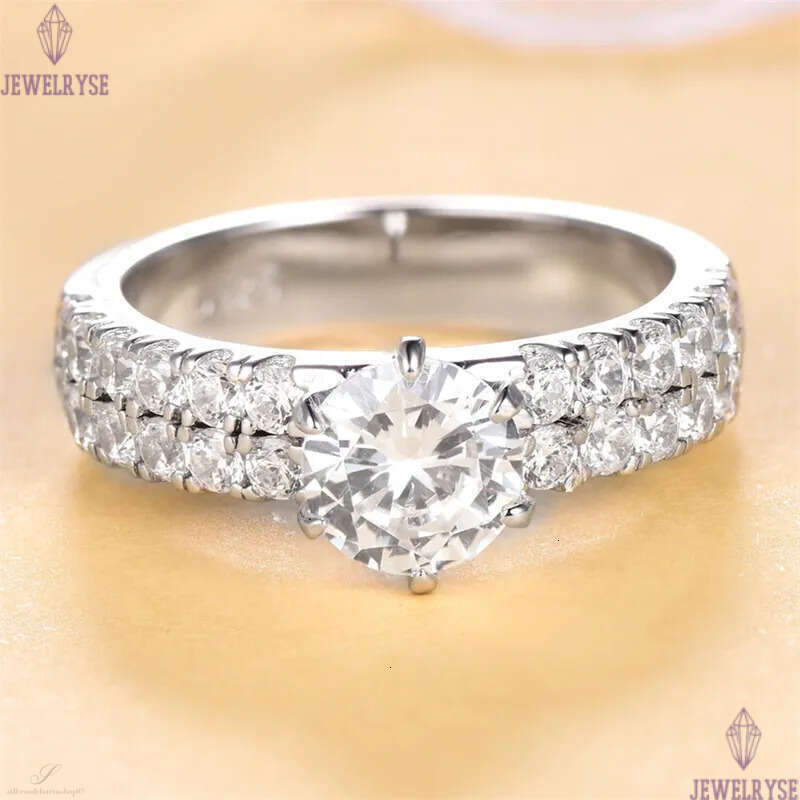 1ct round diamond ring designer for woman wed luxury 925 sterling silver white full 5A zirconia engagement wedding rings anniversary jewelry women gif