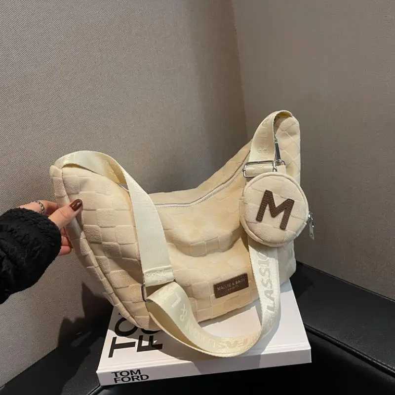 Korean style versatile crossbody bag white pure cott cloth bag fiable new tote bag wens bag large capacity bag Y251211