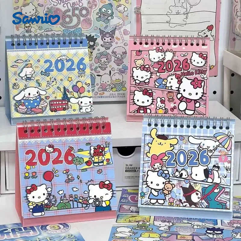 Sanrio 2026 New Hellokitty Cinnamoroll Comic Calendar - Cute Cartoon Graffiti Desk Calendar For Office Students New Year Gift H251212