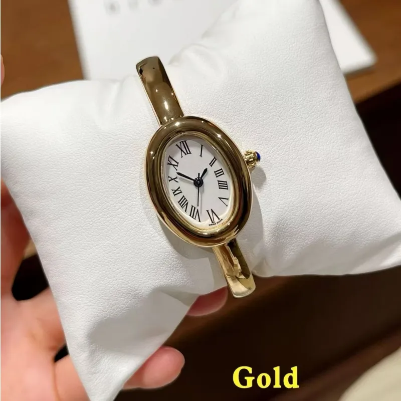 Jason007 High quality Baign 0ire Quartz Watch Gold Bracelet Style Oval Sapphire Crystal Simple Versatile Designer Watch Waterproof Watch Women iced out watch