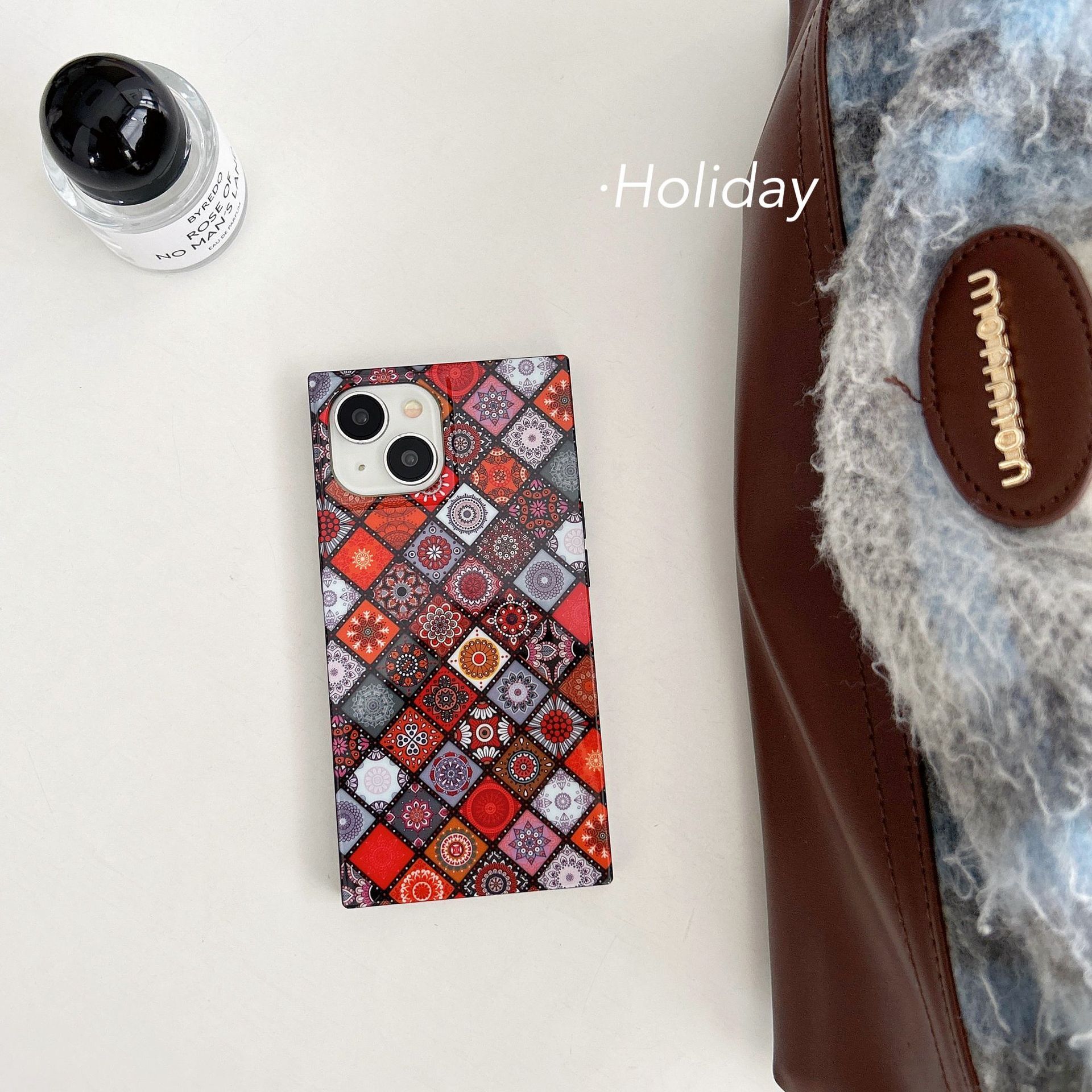 Bohemian Ethnic Style Phone Case Compatible with Apple 17 Pro Max Square iPhone 16 Matte 15 Export 14