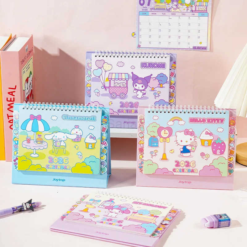 Sanrio 2026 New Hello Kitty KUROMI Cinnamonroll MELODY Cute Series Small Calendar Student Memo Office Desktop Vertical Calendar H2512121