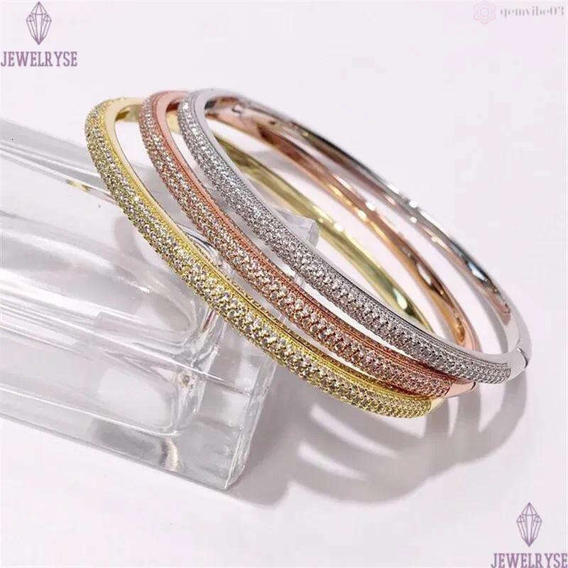 Choucong Brand Desgin Wedding Bangle Sparkling Luxury Jewelry 18K White Gold Fill Full White Sapphire Pave Zircon CZ Diamond Gemstones Women Bracelet 