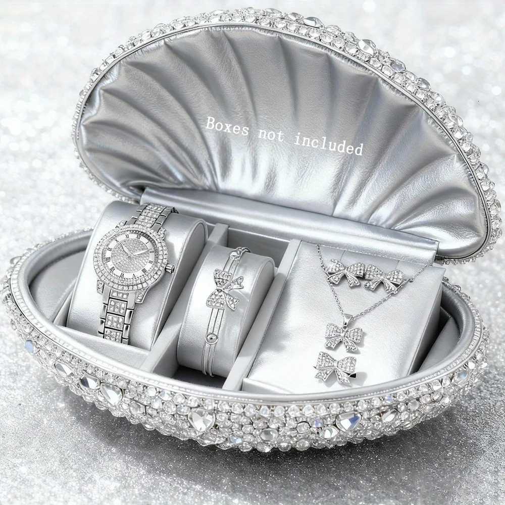 6pcs Fashion Womens Watches Jewelry Set Elegant Rhinestone Ladies Quartz Watch Reloj Mujer Girls Clock GiftWithout Box Y251212