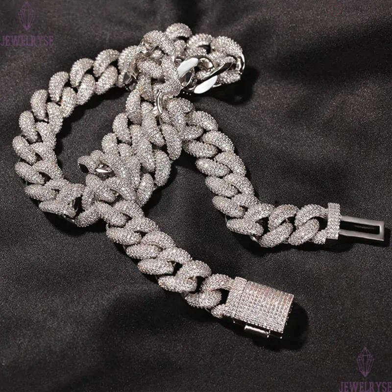 rap hip hop jewelry 14mm 3D cuban link chain gold necklace designer silver mens necklace bracelet woman Copper AAA Zirconia Diamond Iced Out Chains Ch