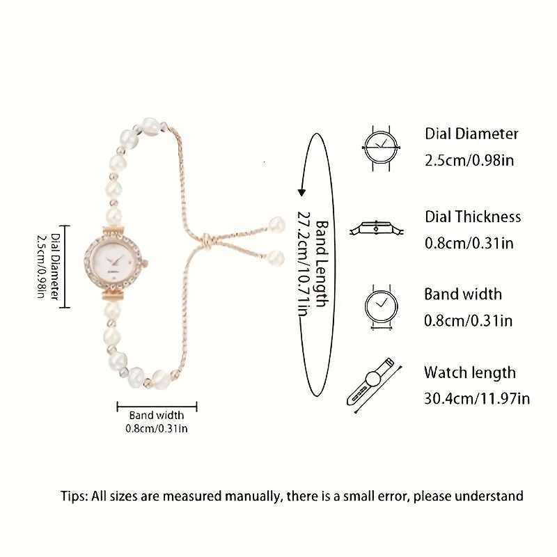 1/2PCS Elegant Rhinestone Women Watches Fashion Pearl Bracelet Band Ladies Quartz WristwatchReloj MujerWithout Box Y251212
