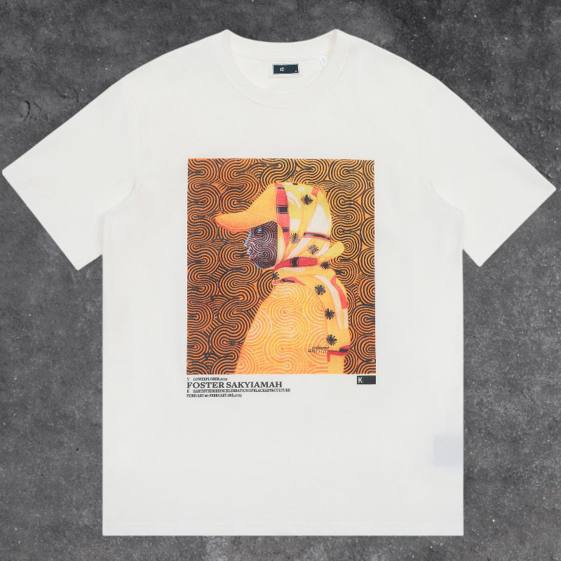 MINGJUEKI S-XL 2025new clothes summer new multi-color printed high-quality pure cotton men's and women's T-shirts couple short sleeves KI-002-02