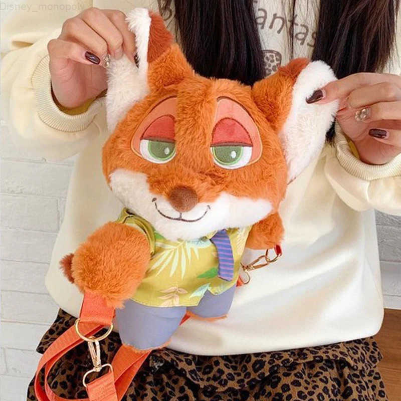 Disney Zootopia Plush Backpack Nick Wilde Judith Laverne Hopps Doll Crossbody Bag Cartoon Shoulder Bag Christmas Birthday Gift H251212