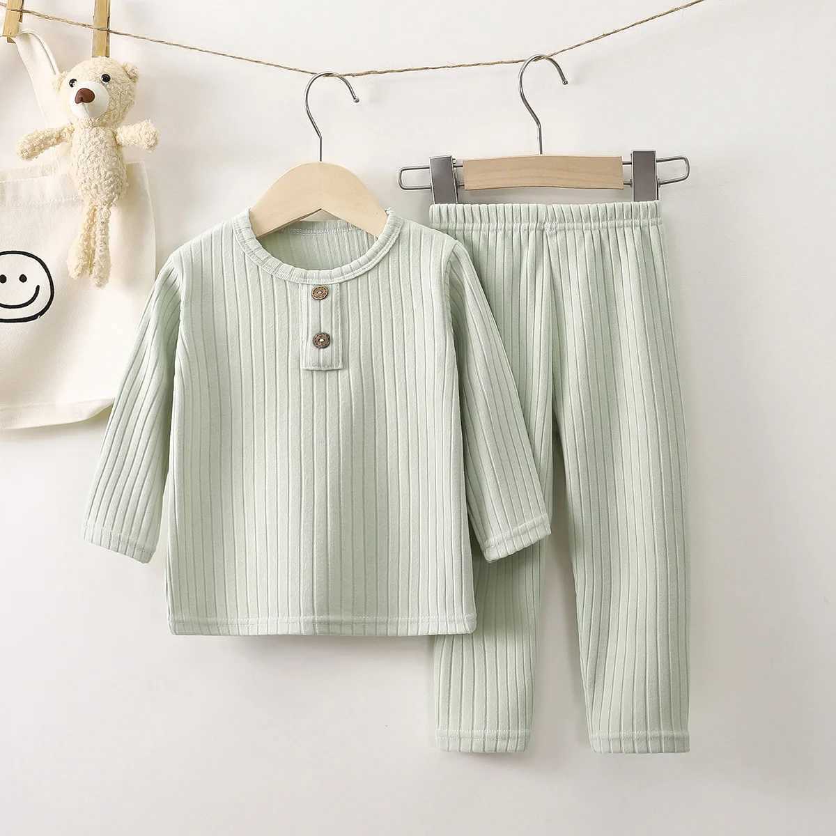 2025 Autumn New Style Childrens Underwear Sets - Boys German Velvet Girls Baby Ribbed Loungewear Sets for Kids H260403