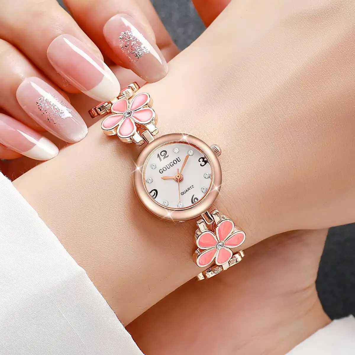 Elegant Flower Bracelet Strap Women Watches Fashion Diamond Arabic Dial Ladies Wristwatches Reloj MujerWithout Box Y251212