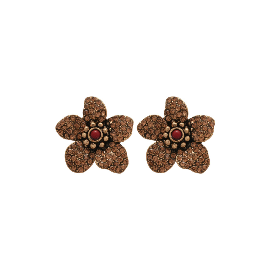 Silver Needle Inlaid Diamond Flower Vintage Light Luxury High-end Unique Niche Design Earrings - view 9