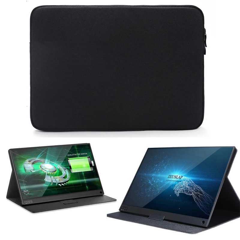 for ZEUSLAP 16 Portable Monitor Bag Waterproof Canvas Flocking Sleeve Anti-Drop Zip Pouch Carry Cases Borsa Tasche TorbaT251212
