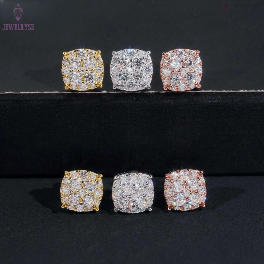 New Pass Tester GRA Certified Stocks VVS Dia Sterg Sier Hip Hop Jewelry Moissanite Stud Earrings For Men