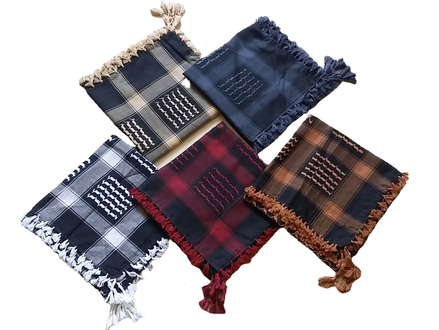 New Four-Sided Tassel Arabian Headscarf Square Scarf Tactical Outdoor Gear Camping Trend