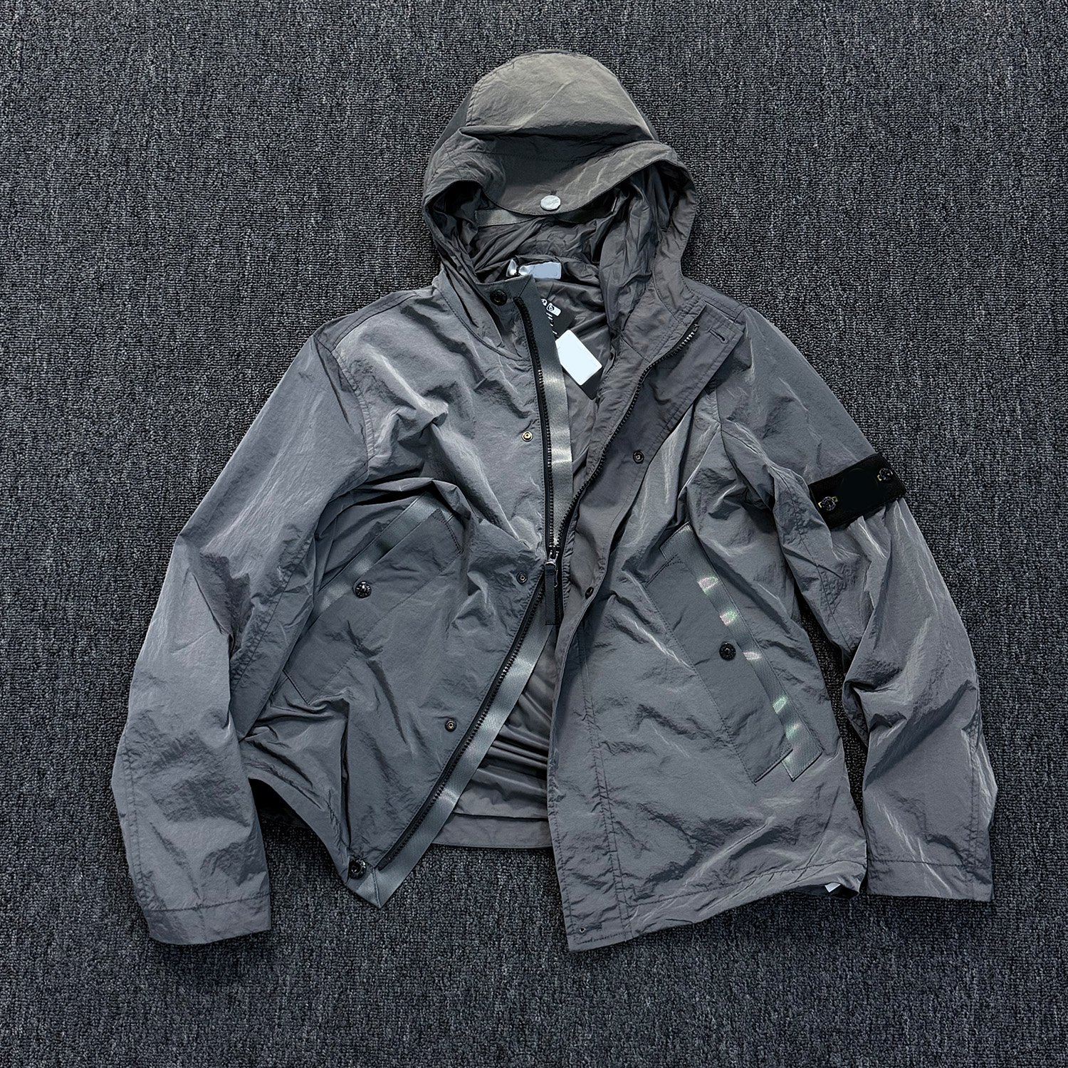 Stones 25SS metal nylon pleated waterproof reflective jacket ST SHELL-R softshell jacket Naslan coat