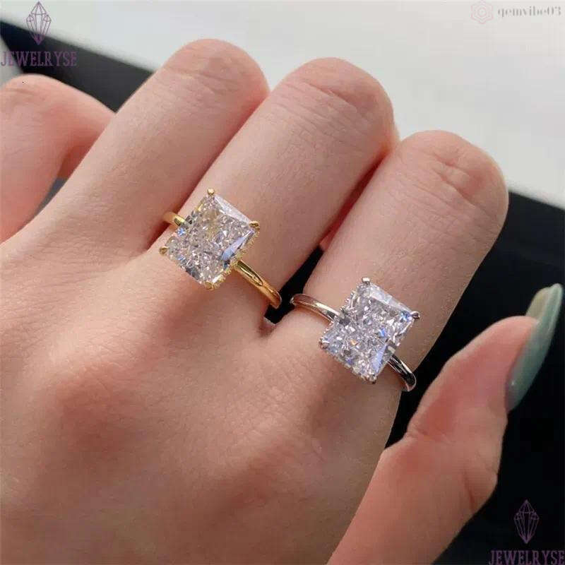 925 sterling silver luxurious jewelry rings 8A snowflake zirconia designer ring for woman princess square Wedding Engagement Diamond Ring With Gift Bo
