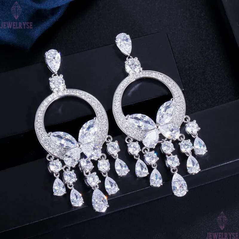Fashion sparkling charm tassel butterfly diamond earring designer for woman Yellow Red AAA Cubic Zirconia Copper Bride Wedding Engagement Luxury Women