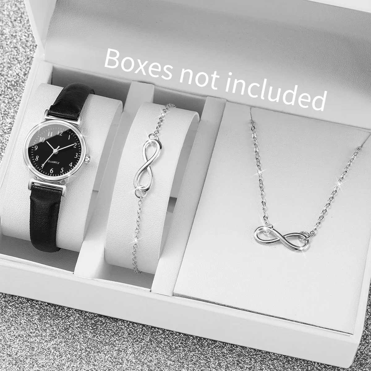 3PCS Fashion Small Arabic Dial Women Watches Ladies Leather Strap Quartz Wristwatch Jewelry Set Without Box Y251212