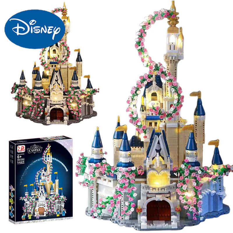 Disney Magic Princess Castle Sakura House Building Blocks Street View Villa Model With LED Lights Mini Bricks Toy Christmas Adult Gifts H251212