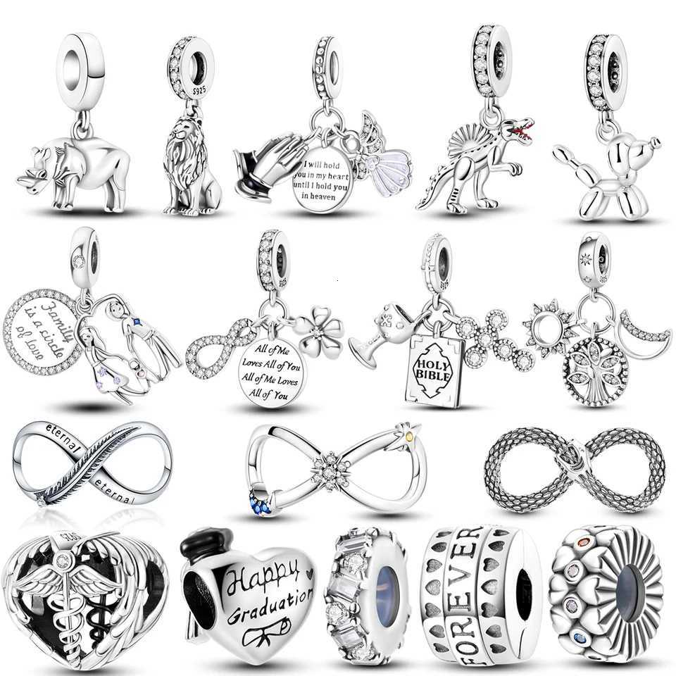 Inlaid Zircon Charm Beads 925 Sterling Sier Color Snake Dangle Fit Bangle Bracelet Charms Pendant Jewelry Y251212