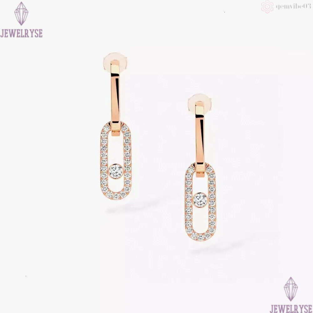 Luxury top grade classic slide bead crystal designer earrings for women shine diamond stone silver rose gold charm elegant earring earings ear rings j