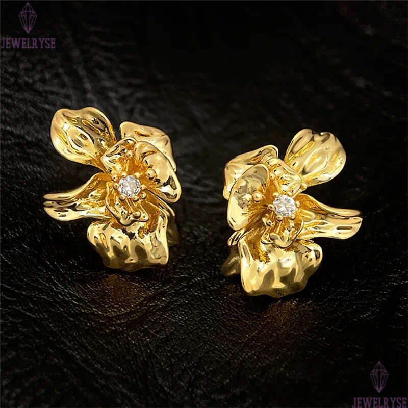 AAA cubic zirconia 18k gold flower CZ stud earring designer for woman home travel fashion earrings ear clip jewelry S925 silver needle daily outfit wo