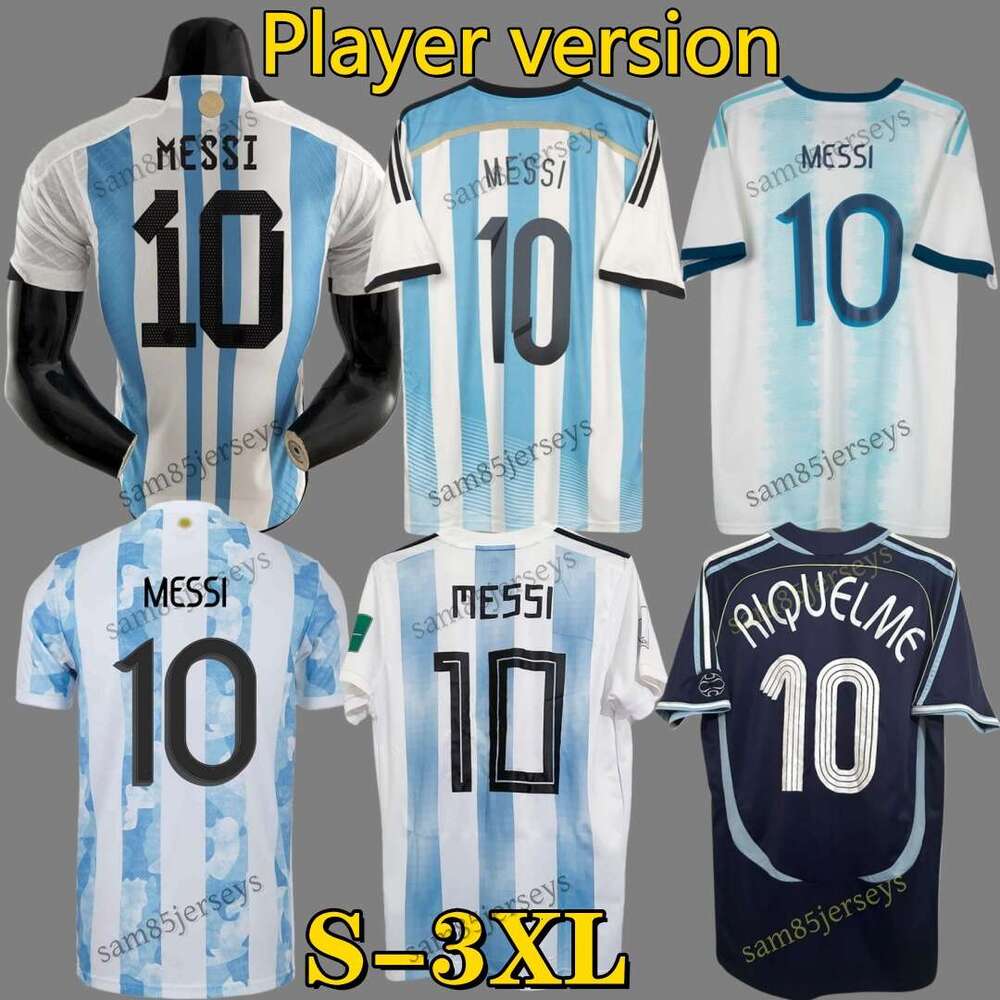S-3XL Player version 2006-23 maradona soccer jersey Argentina retro 06 Vintage Classic Riquelme 06 14 18 19 21 22 23 Football Shirts Maillot Camisetas de Futbol