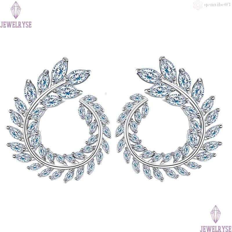 Elegant Hoop jewelry Earrings Leaf Circle AAA Cubic Zirconia Copper White CZ Earring For Women Party Diamond Graceful earrings Bride Wedding Engagemen