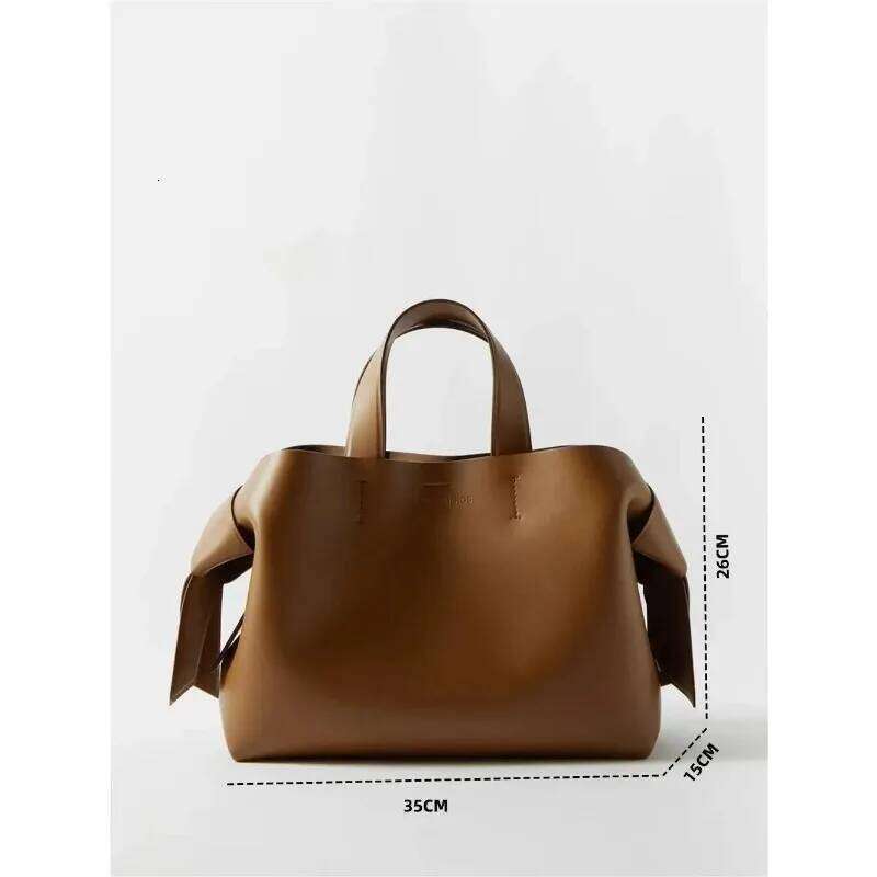Fashion Bow-Decorated Tote Genuine Leather Shoulder Crossbody Commuter Portable Bucket Bag/Women's Handbag/Shoulder Bag
