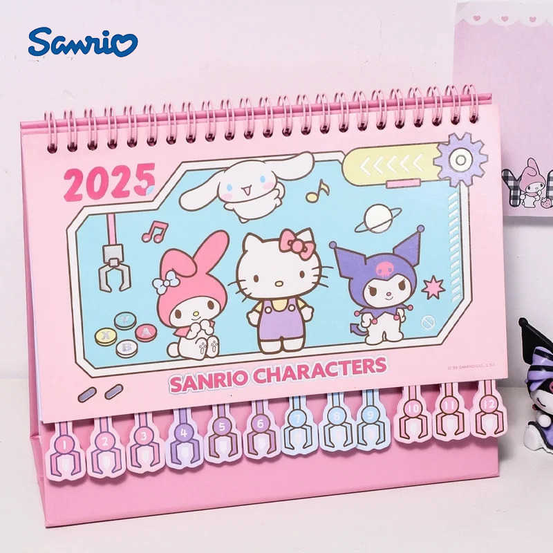 Sanrio 2025 Desktop Calendar Anime Kuromi Cinnamoroll My Melody Hello Kitty Calendar Kawaii Desktops Decoration Christmas Gifts H251212