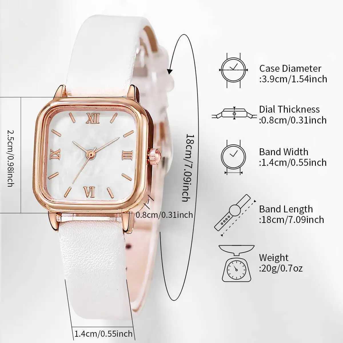 2PCS/Set Fashion Square Women Watches Casual Leather Strap Quartz Wristwatch Pearls Butterfly Bracelet Set Reloj Mujer Y251212
