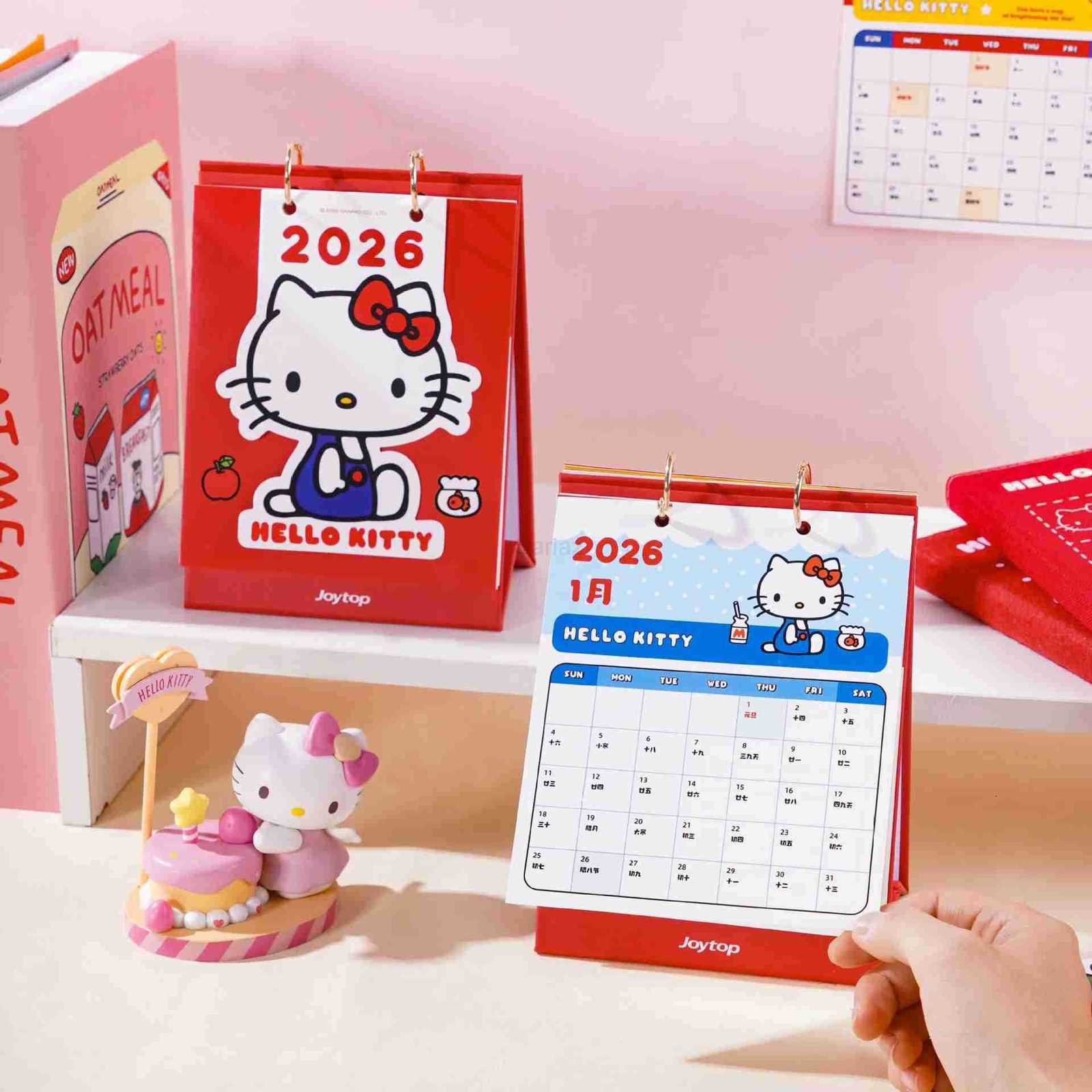 Sanrio 2026 Genuine Hello Kitty Desk Calendar Cartoon Kitty Cat Student Memo Calendar Cartoon Desktop Small Desk Calendars H251212