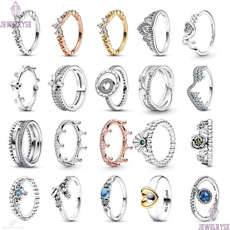 2025 spring summer new lovely crown designer ring for women s925 silver 18k rose gold heart shine crystal love engagement rings jewelry